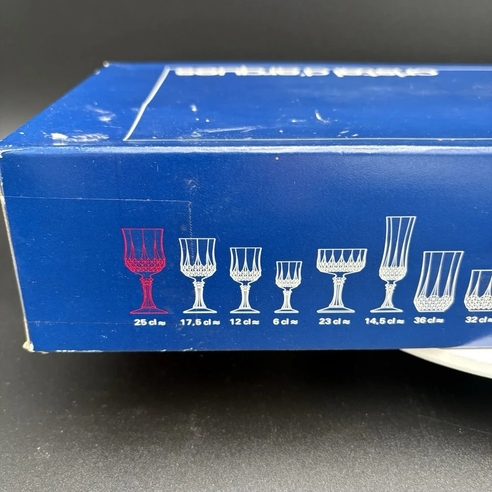 Cristal D'Arques Longchamp 25cl/8.45oz Wine Glasses Set Of 6 Lead Crystal France